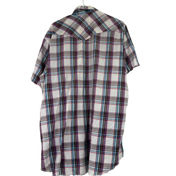 Wrangler Men's Vintage Retro Pearl Snap Short Sleeve Button Up Shirt - Picture 6 of 6